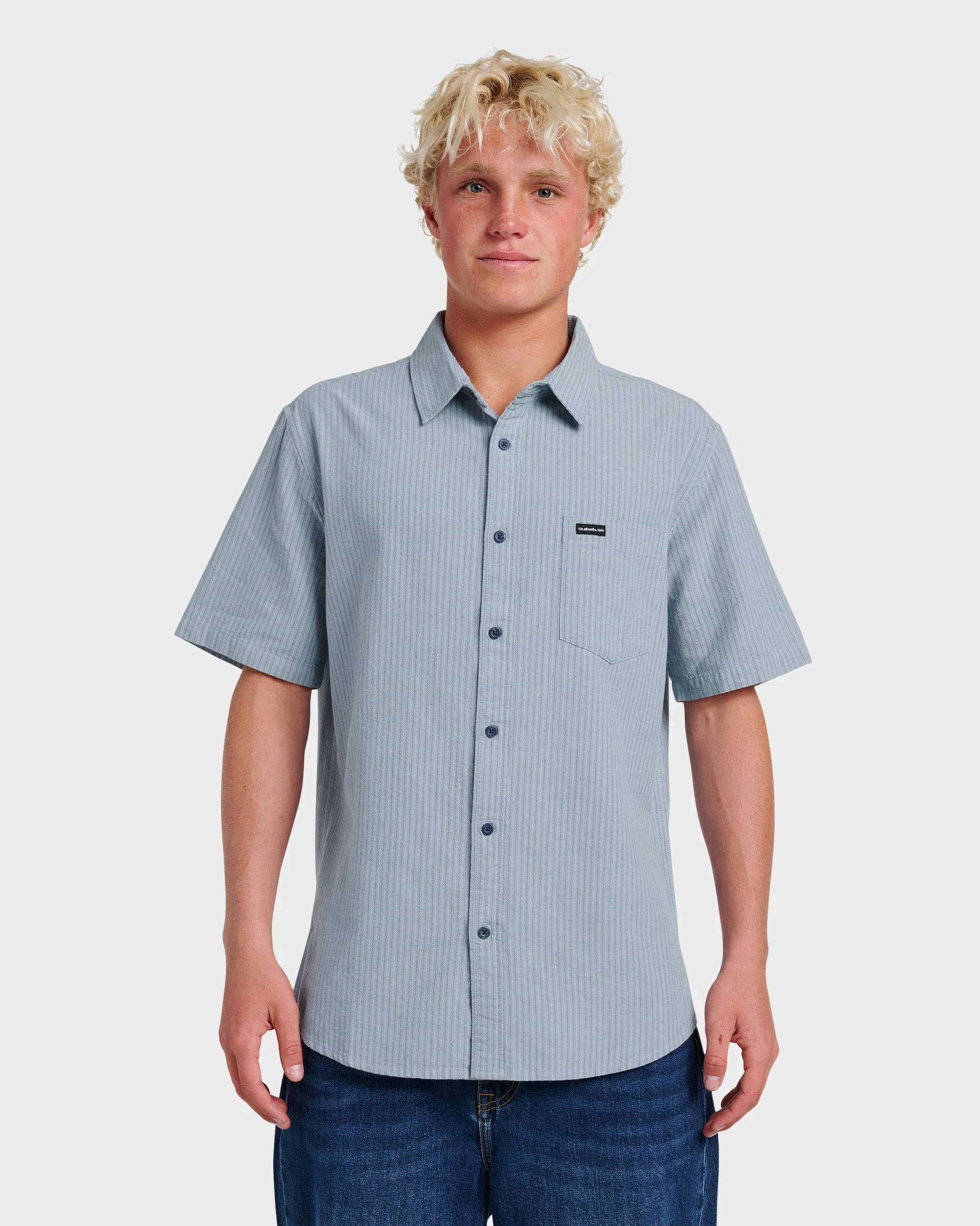 Oxford Stripe Classic Short Sleeve Shirt - Ashley Blue 1 Oxford Stripe Classic Short Sleeve Shirt - Ashley Blue