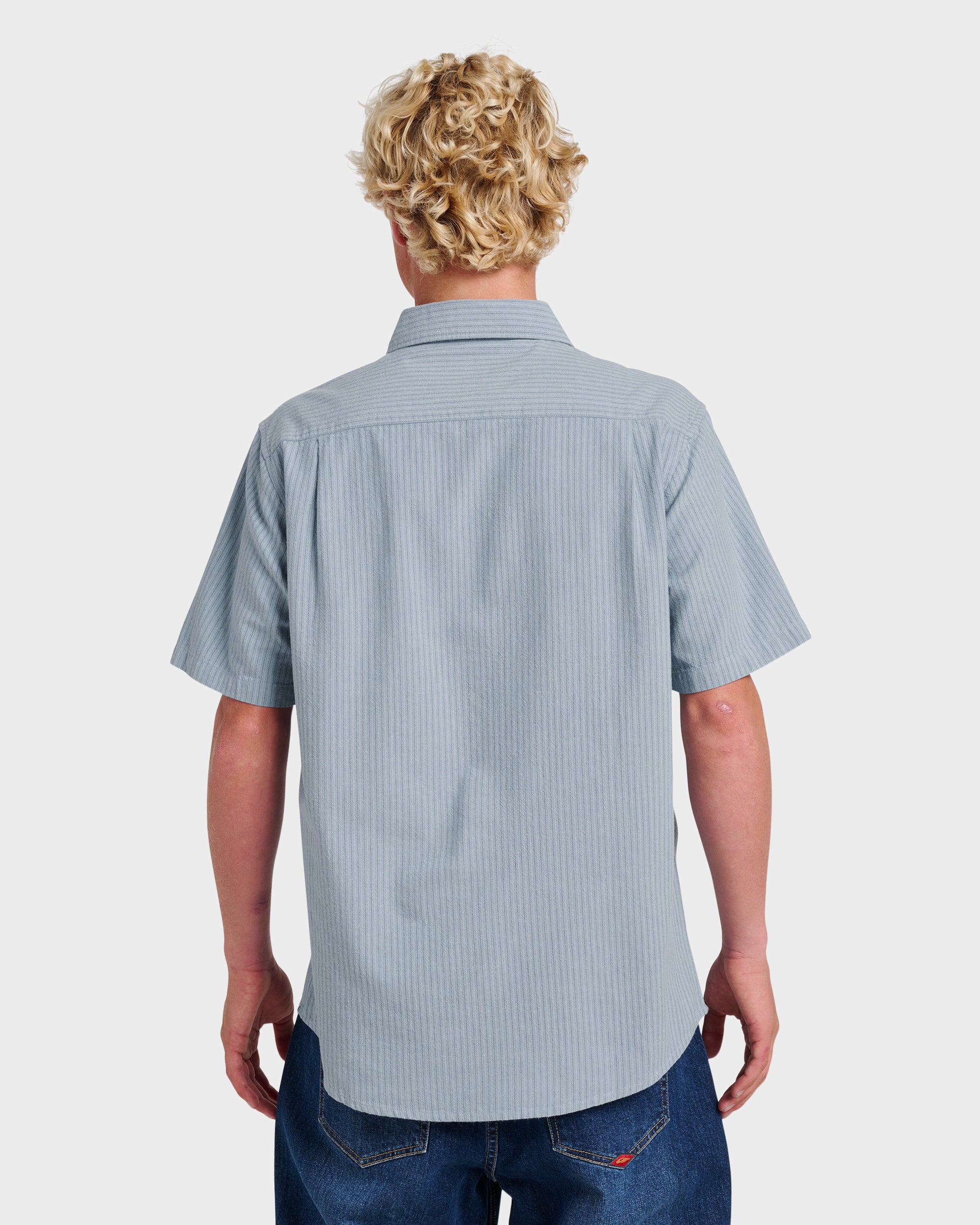 Oxford Stripe Classic Short Sleeve Shirt - Ashley Blue 2 Oxford Stripe Classic Short Sleeve Shirt - Ashley Blue
