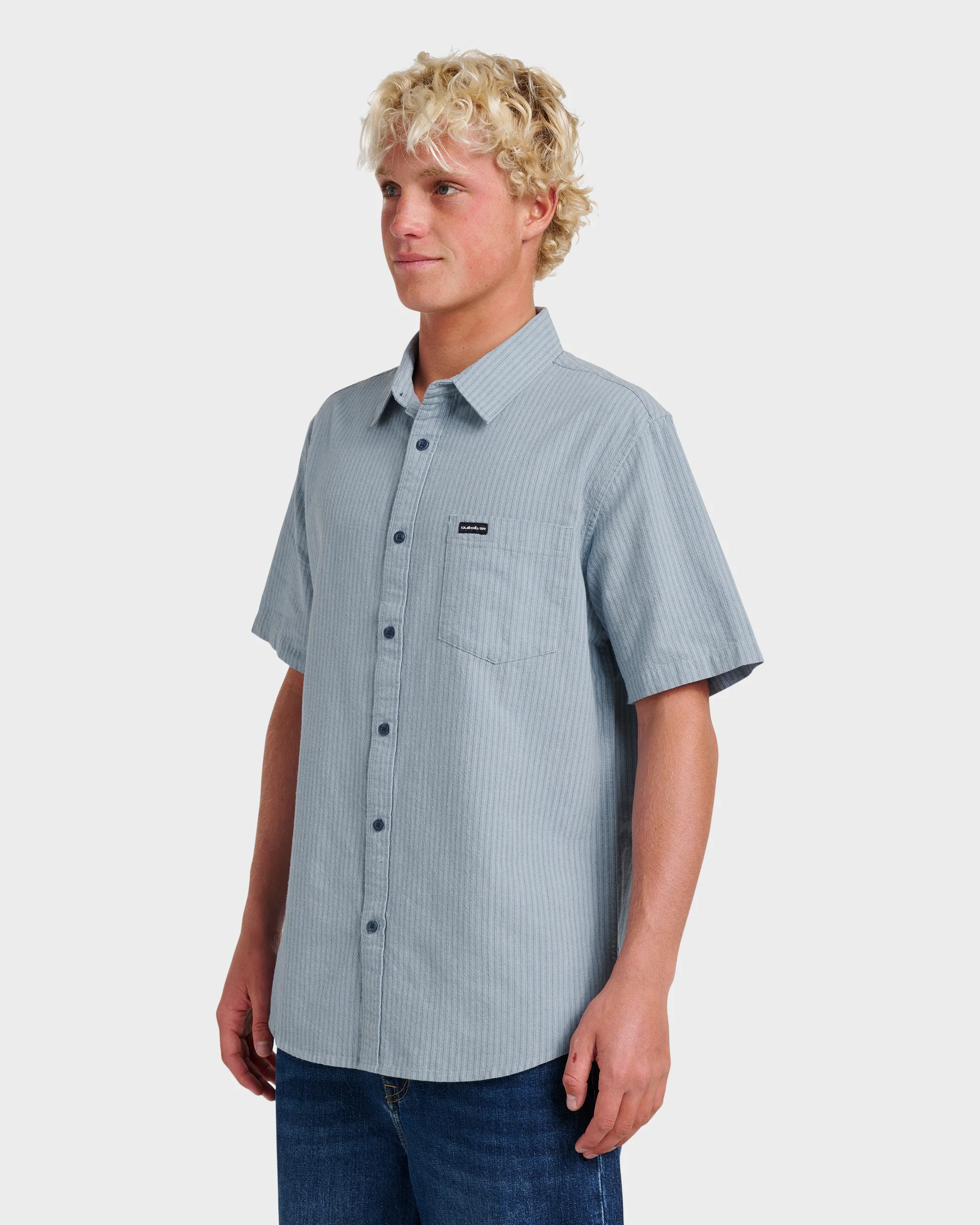 Oxford Stripe Classic Short Sleeve Shirt - Ashley Blue 3 Oxford Stripe Classic Short Sleeve Shirt - Ashley Blue