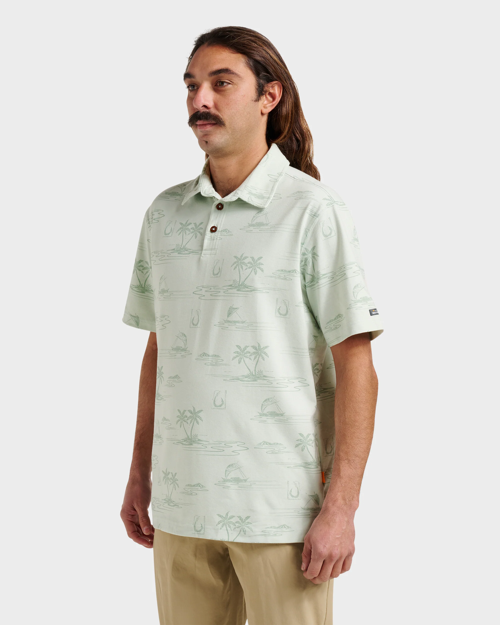 Waterman Island Daze Polo T-Shirt - Smoke Heahter 3 Waterman Island Daze Polo T-Shirt - Smoke Heahter