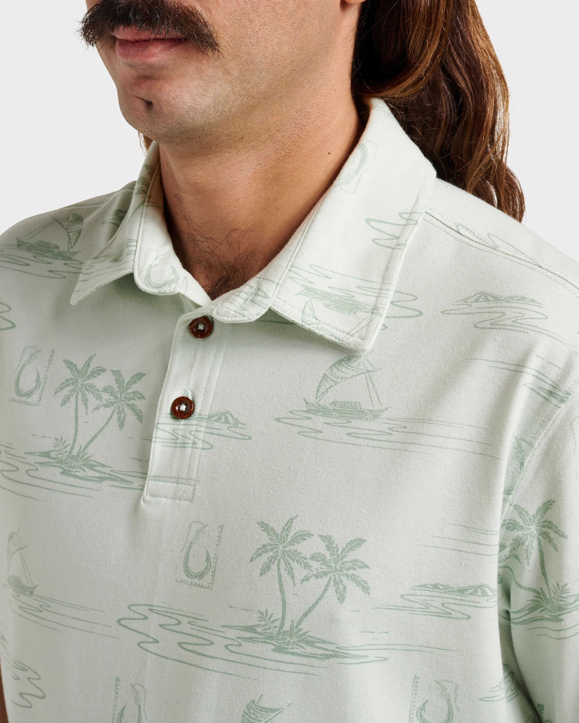Waterman Island Daze Polo T-Shirt - Smoke Heahter 4 Waterman Island Daze Polo T-Shirt - Smoke Heahter