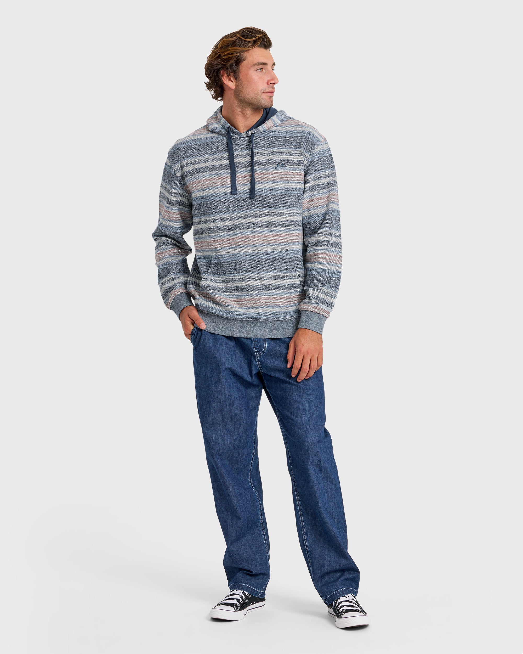 Great Otway Yarn-Dyed Stripe Pullover Hoodie - Dark Denim 3 Great Otway Yarn-Dyed Stripe Pullover Hoodie - Dark Denim
