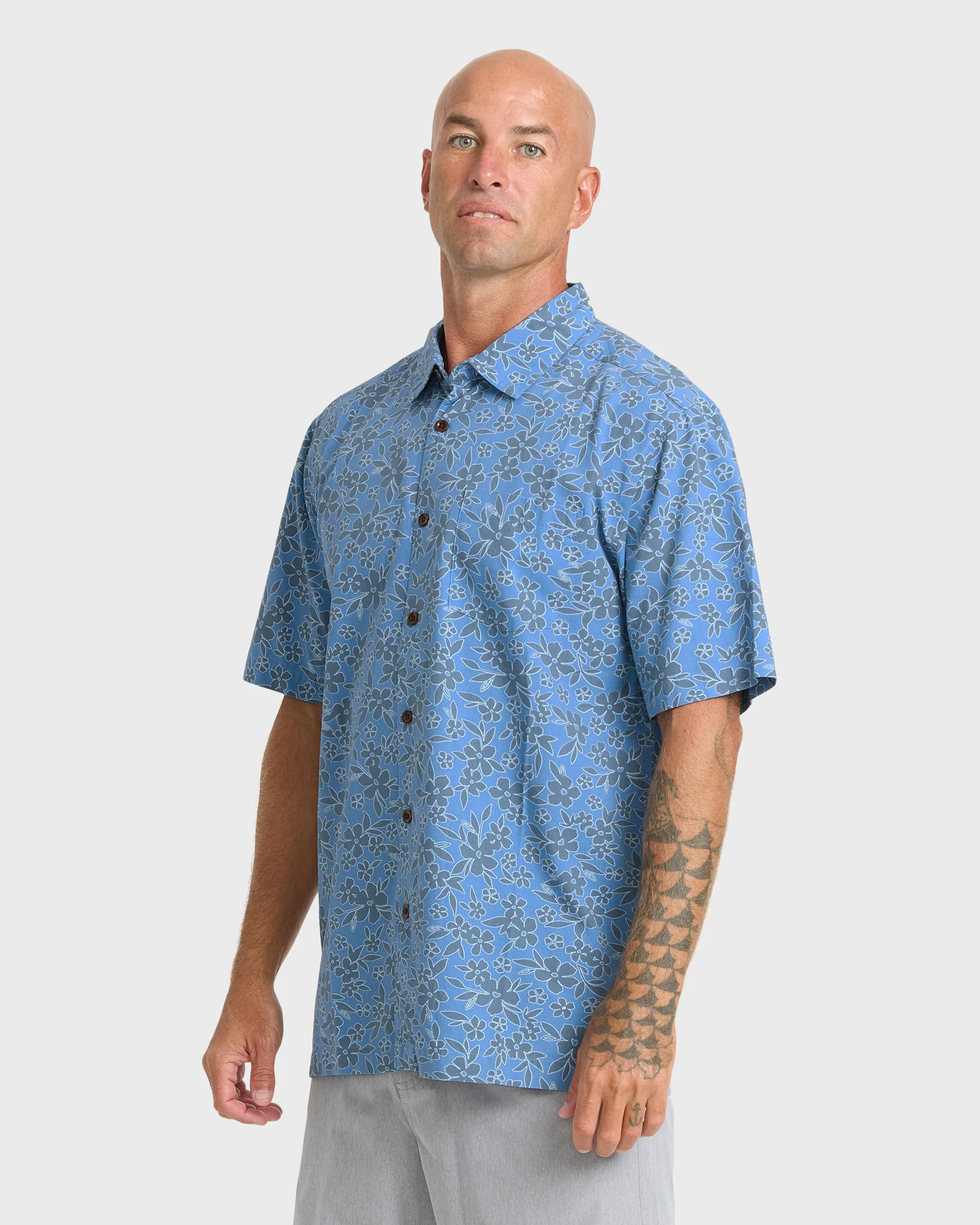 Waterman Flower Field Short Sleeve Shirt - Blue Shadow 4 Waterman Flower Field Short Sleeve Shirt - Blue Shadow