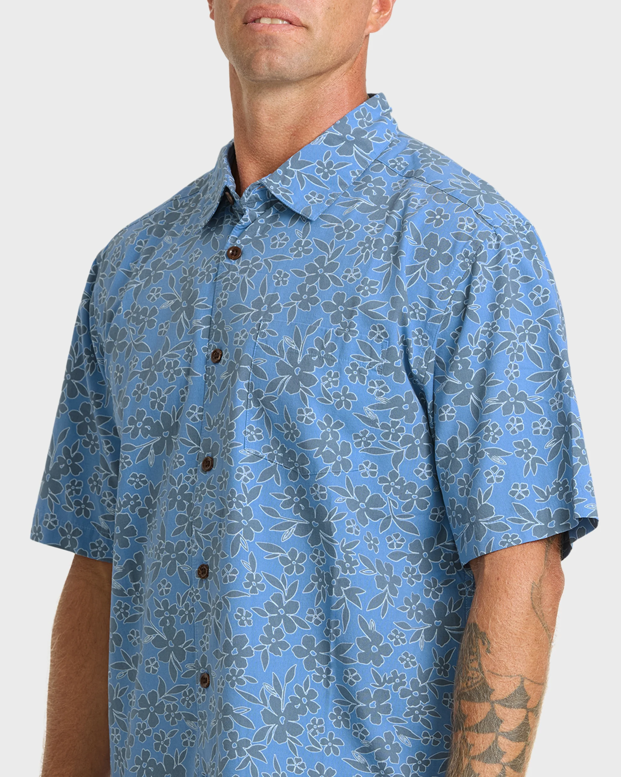 Waterman Flower Field Short Sleeve Shirt - Blue Shadow 5 Waterman Flower Field Short Sleeve Shirt - Blue Shadow