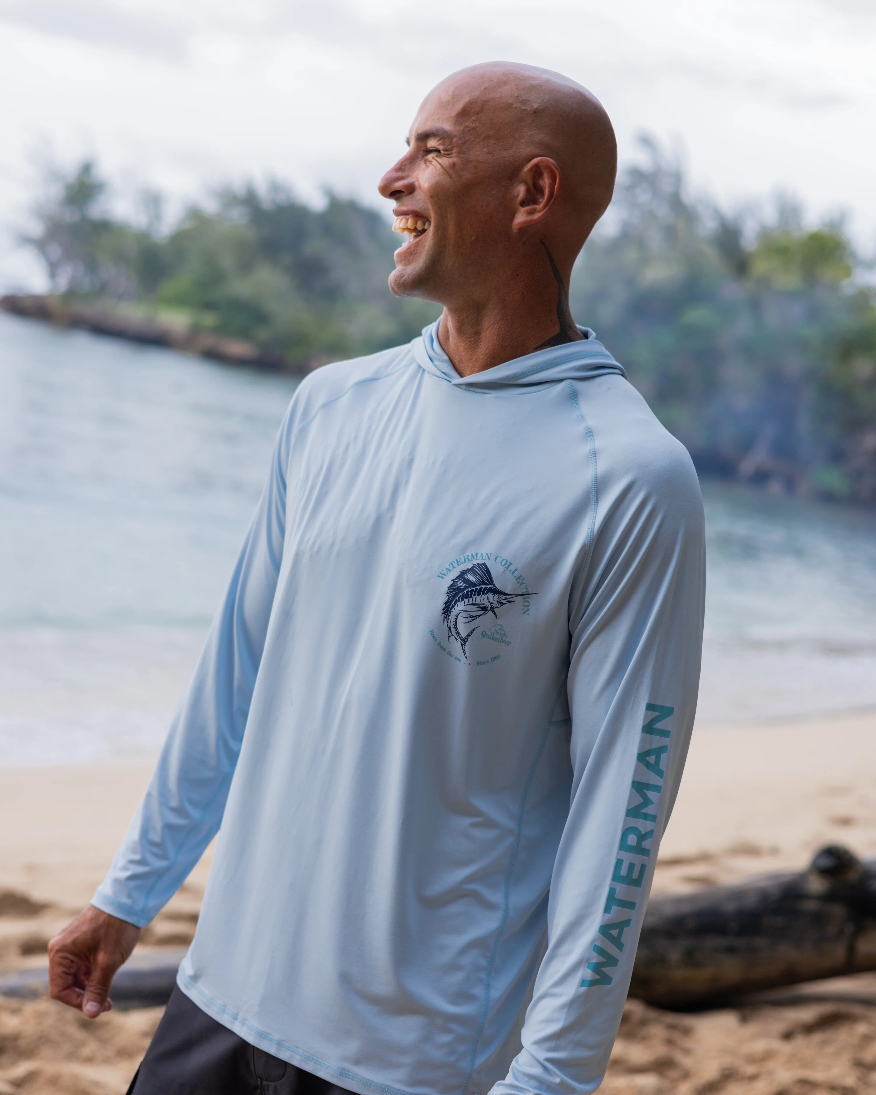 Waterman Marley Hooded Long Sleeve UPF 50 Surf Shirt - Skyway 2 Waterman Marley Hooded Long Sleeve UPF 50 Surf Shirt - Skyway