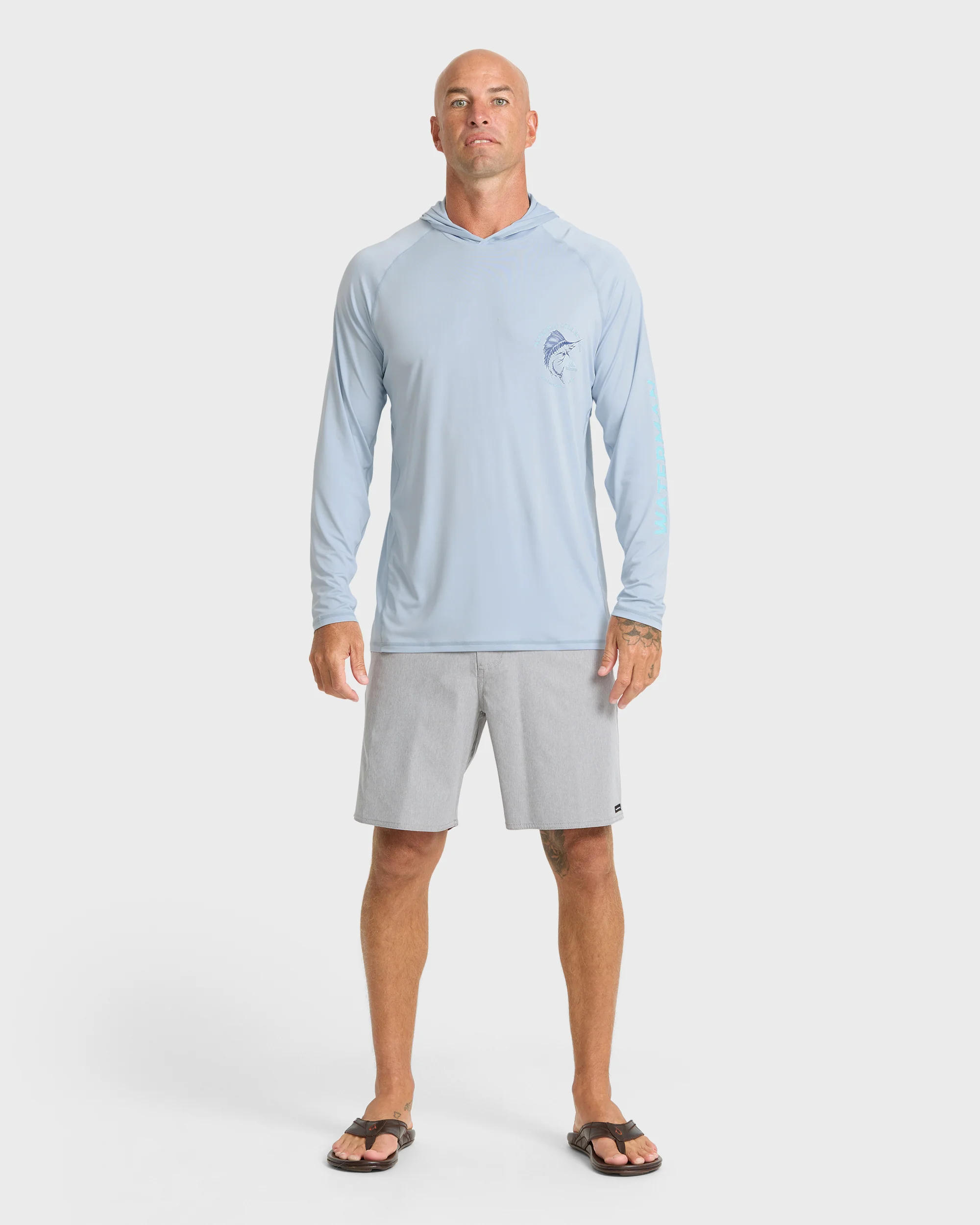 Waterman Marley Hooded Long Sleeve UPF 50 Surf Shirt - Skyway 4 Waterman Marley Hooded Long Sleeve UPF 50 Surf Shirt - Skyway