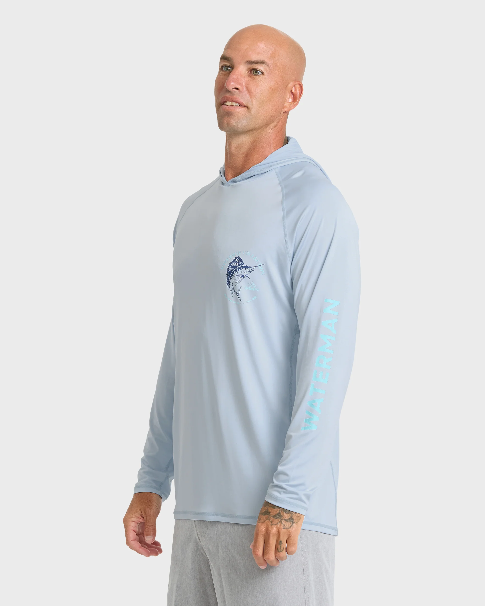 Waterman Marley Hooded Long Sleeve UPF 50 Surf Shirt - Skyway 6 Waterman Marley Hooded Long Sleeve UPF 50 Surf Shirt - Skyway