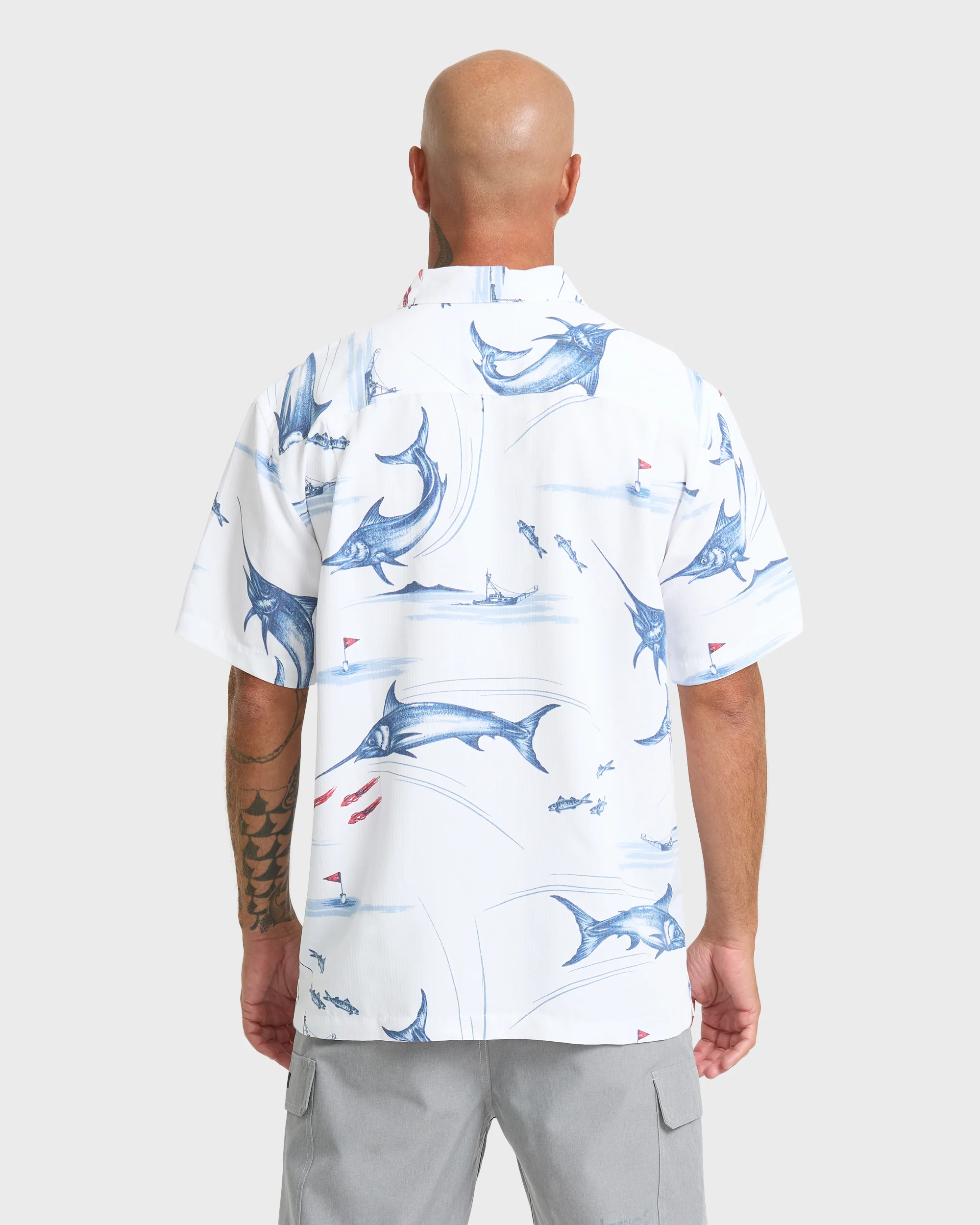 Waterman Fish On Short Sleeve Woven Shirt - White 3 Waterman Fish On Short Sleeve Woven Shirt - White