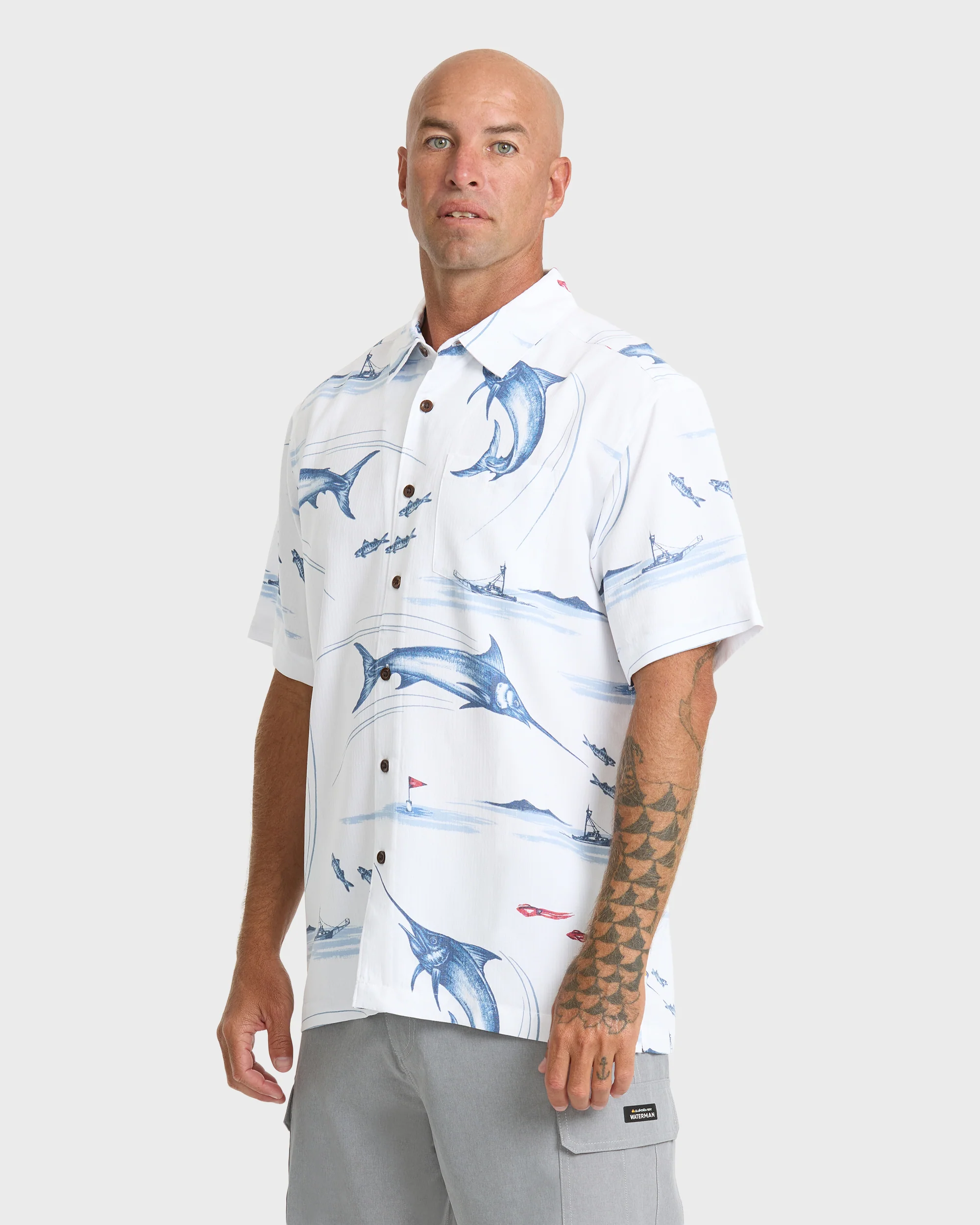 Waterman Fish On Short Sleeve Woven Shirt - White 5 Waterman Fish On Short Sleeve Woven Shirt - White