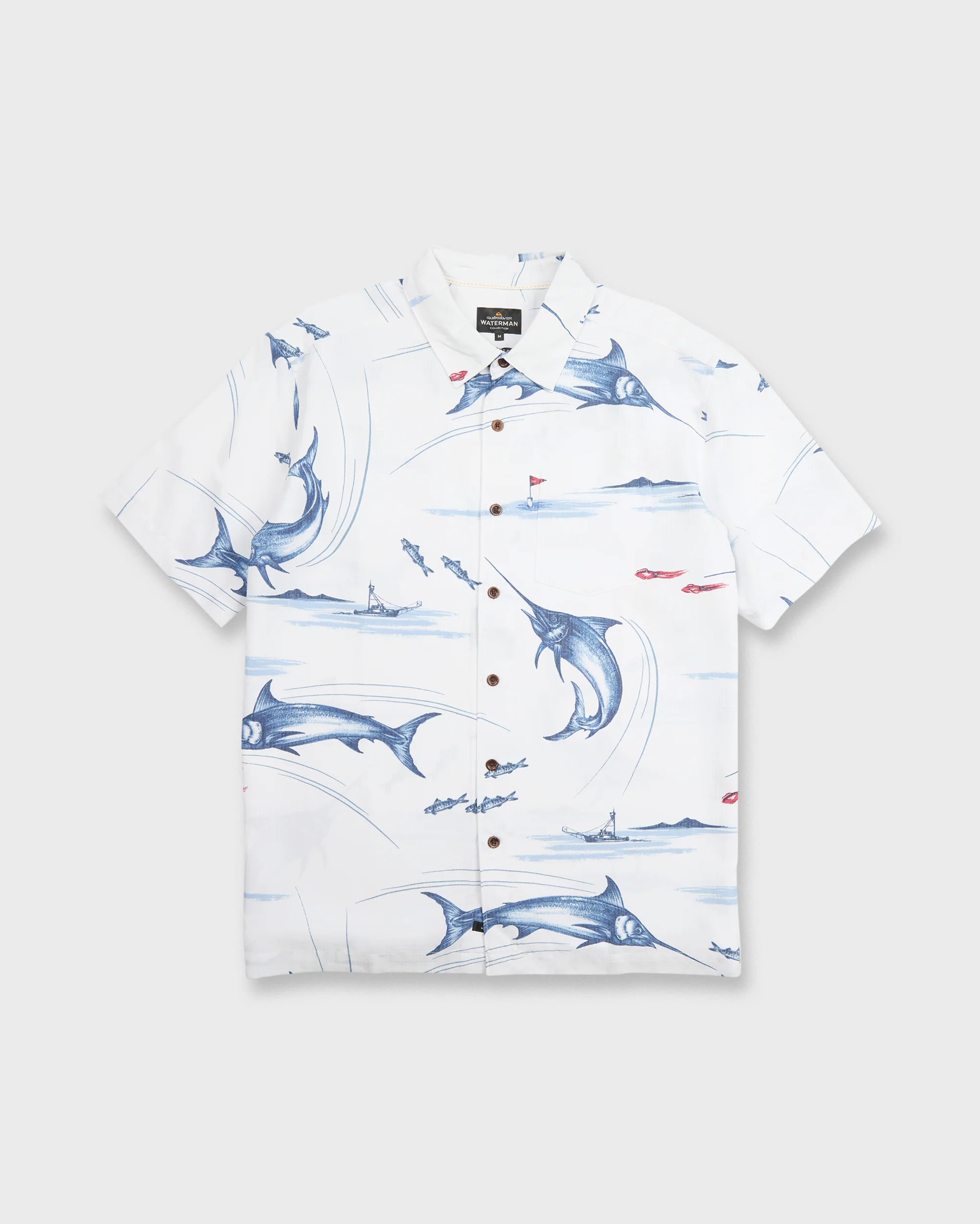 Waterman Fish On Short Sleeve Woven Shirt - White 7 Waterman Fish On Short Sleeve Woven Shirt - White