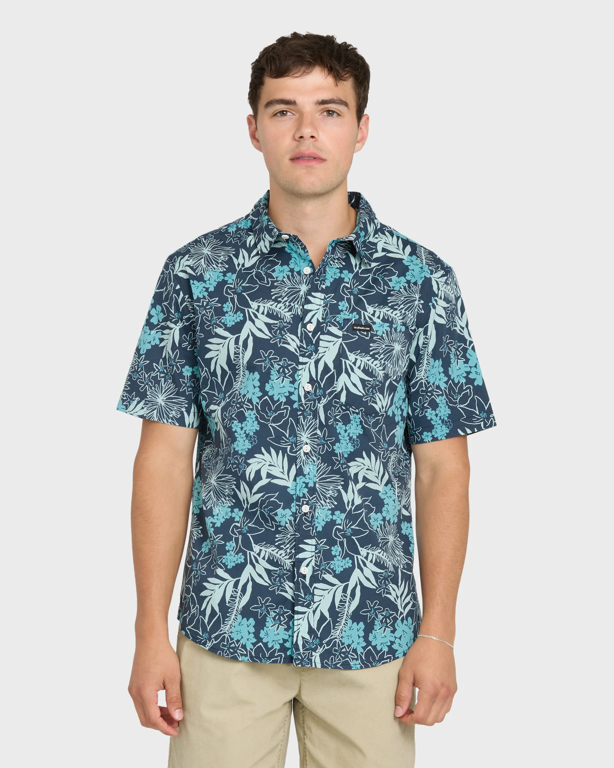 Jetty Bloom Classic Stretch Short Sleeve Woven Shirt - Dark Denim 1 Jetty Bloom Classic Stretch Short Sleeve Woven Shirt - Dark Denim