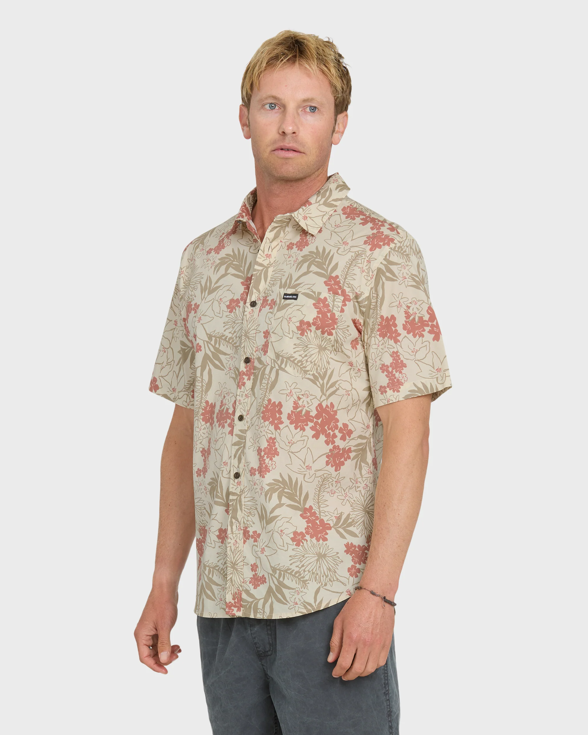 Jetty Bloom Classic Stretch Short Sleeve Woven Shirt - Bone White 3 Jetty Bloom Classic Stretch Short Sleeve Woven Shirt - Bone White
