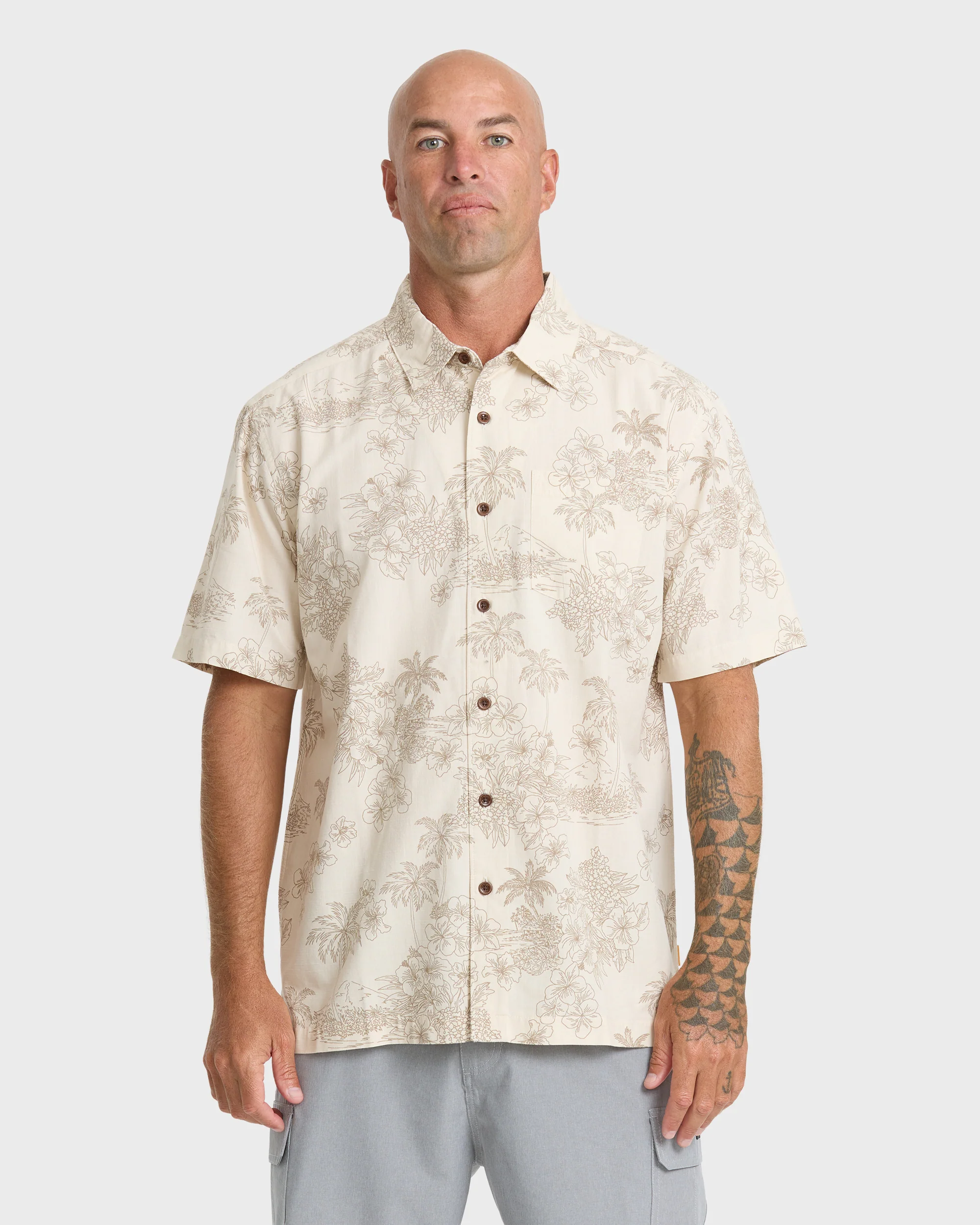 Waterman Island Vibes Short Sleeve Woven Shirt - Moonbeam 1 Waterman Island Vibes Short Sleeve Woven Shirt - Moonbeam