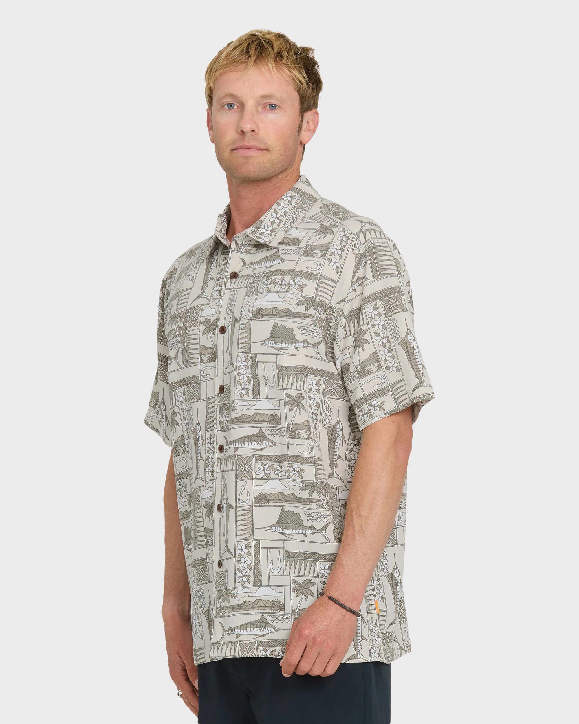Waterman East Cape Short Sleeve Woven Shirt - Moonbeam 3 Waterman East Cape Short Sleeve Woven Shirt - Moonbeam