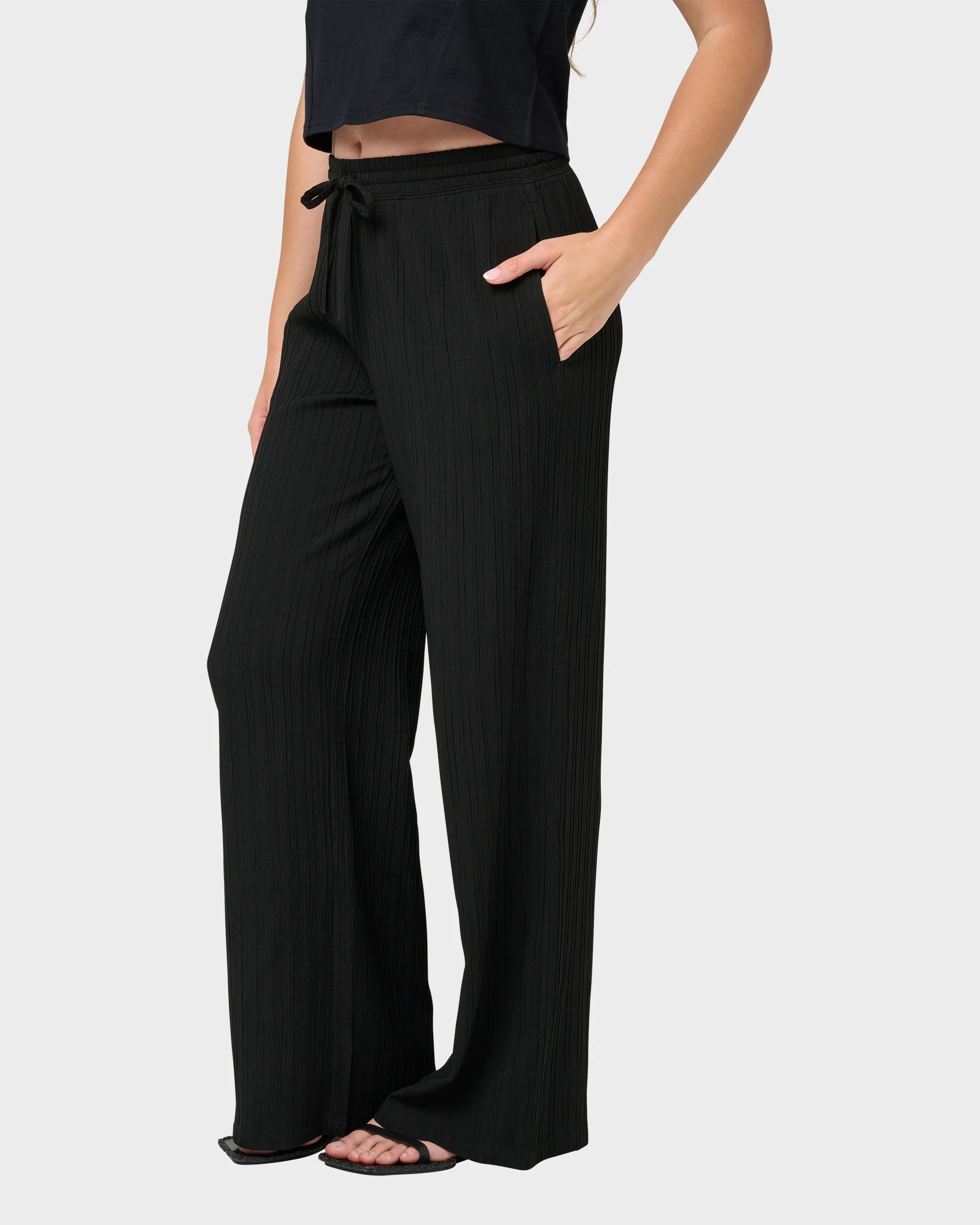 Oceanview Textured Solid Pant W/ Drawstring 3 Oceanview Textured Solid Pant W/ Drawstring