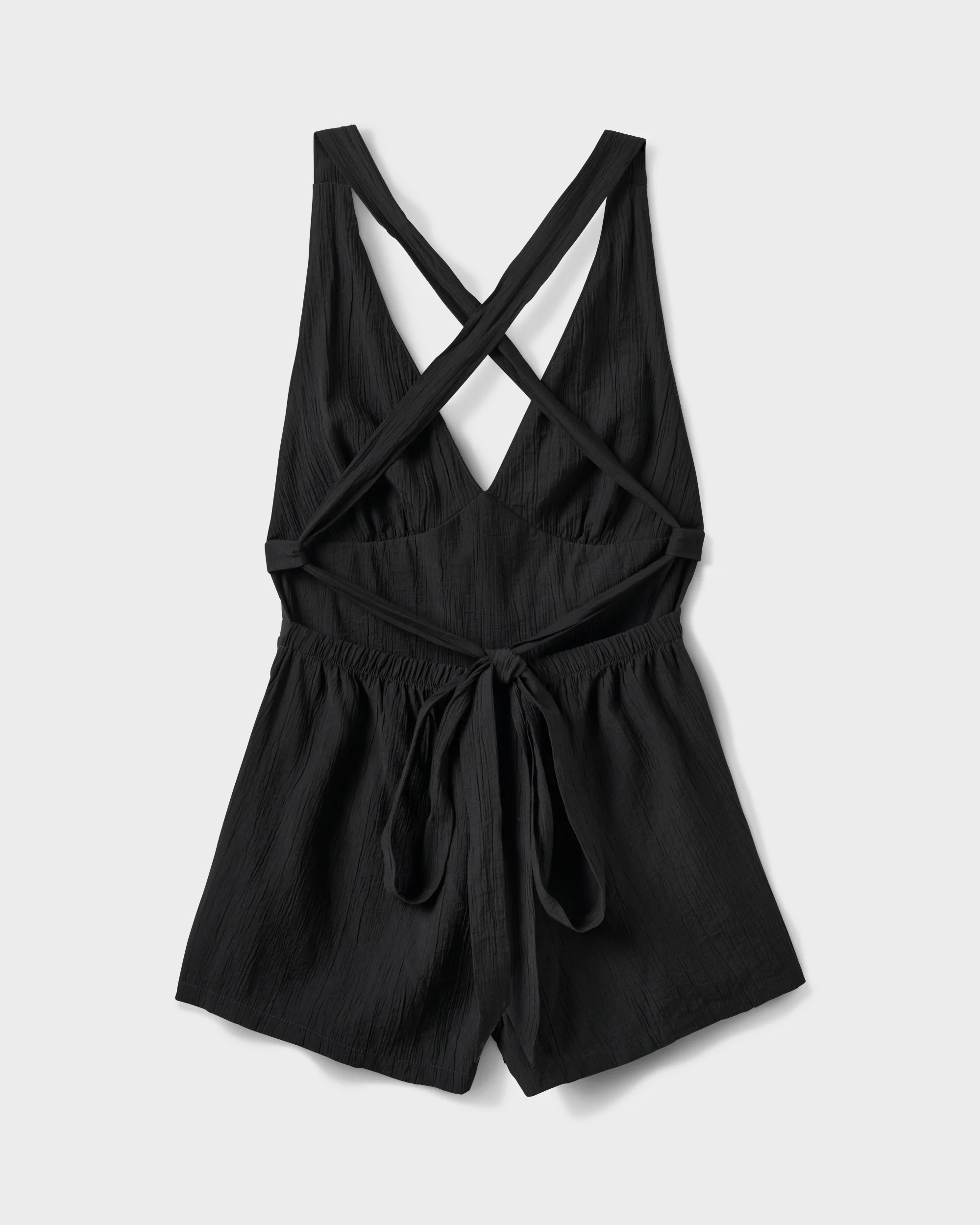 Tezza Solid Textured Tie Romper 7 Tezza Solid Textured Tie Romper