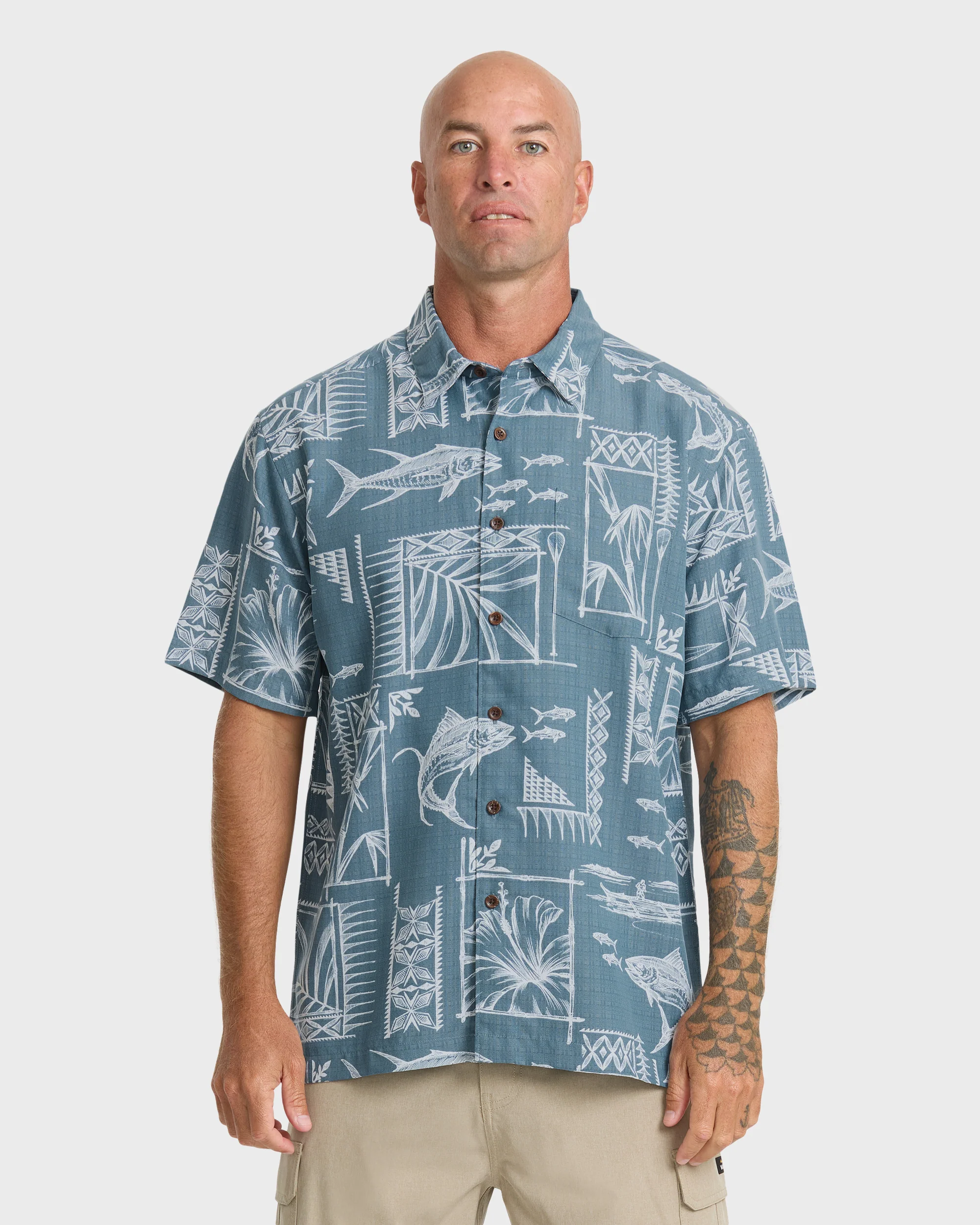 Waterman Paradise Bay Short Sleeve Woven Shirt - Real Teal 1 Waterman Paradise Bay Short Sleeve Woven Shirt - Real Teal