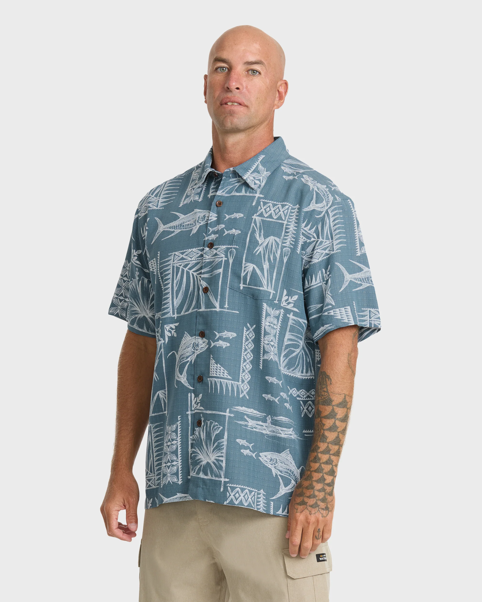 Waterman Paradise Bay Short Sleeve Woven Shirt - Real Teal 4 Waterman Paradise Bay Short Sleeve Woven Shirt - Real Teal