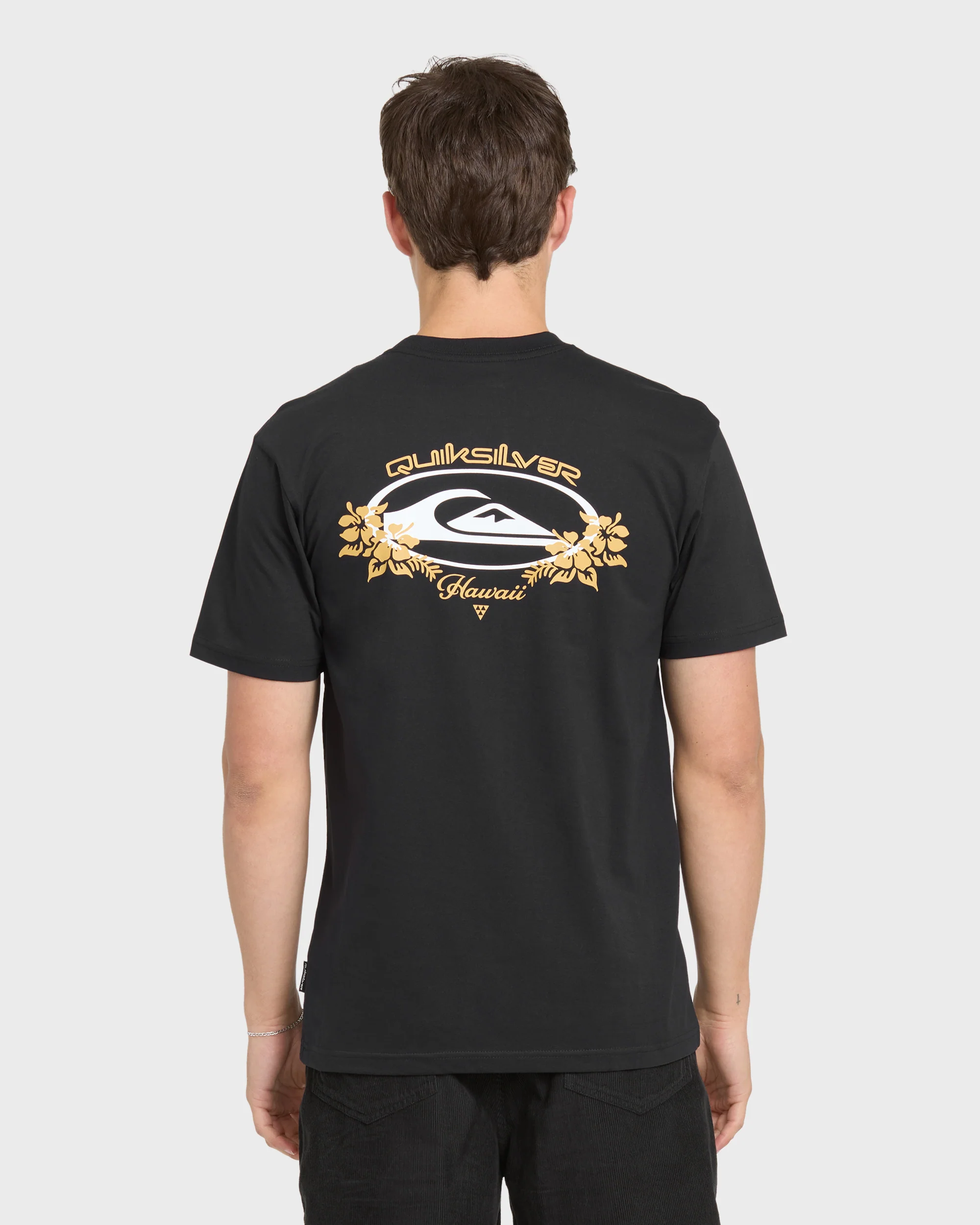 Hawaii Floral Classic Short Sleeve Knit T-Shirt - Black 2 Hawaii Floral Classic Short Sleeve Knit T-Shirt - Black