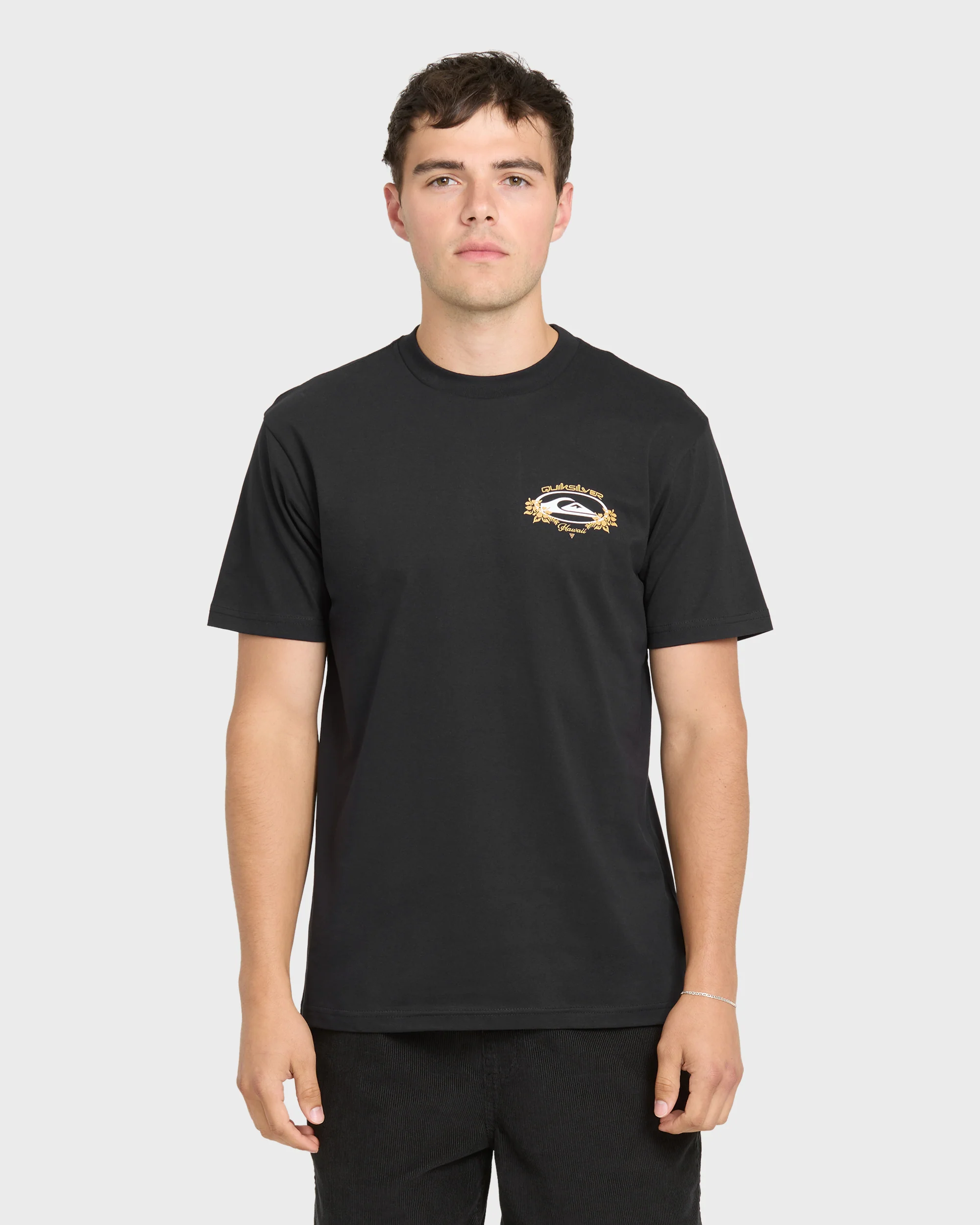 Hawaii Floral Classic Short Sleeve Knit T-Shirt - Black 3 Hawaii Floral Classic Short Sleeve Knit T-Shirt - Black