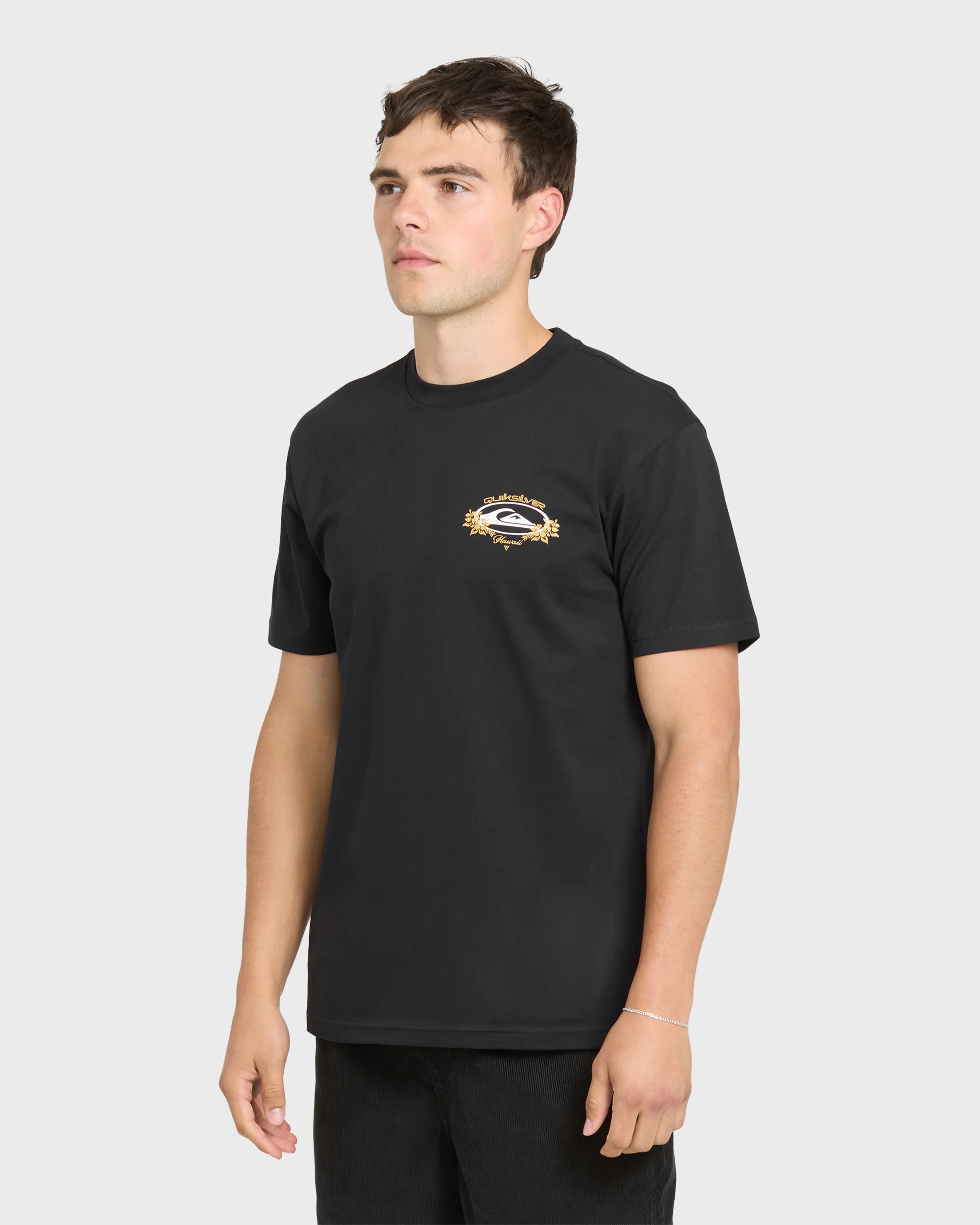 Hawaii Floral Classic Short Sleeve Knit T-Shirt - Black 4 Hawaii Floral Classic Short Sleeve Knit T-Shirt - Black