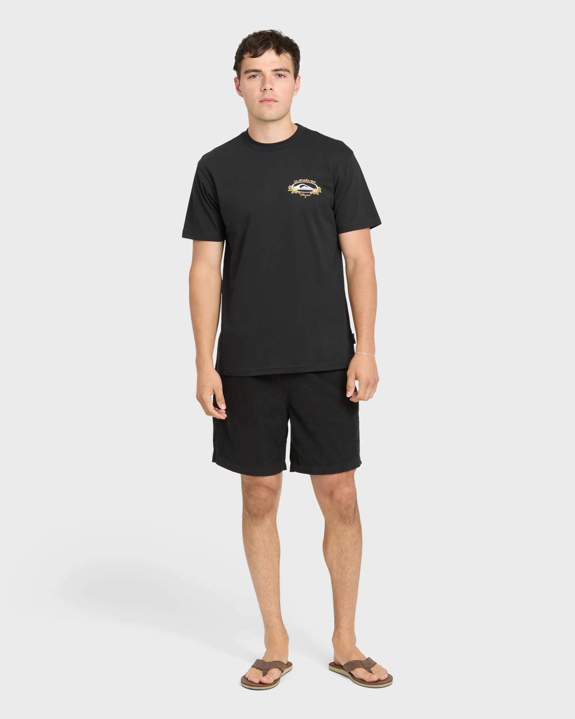 Hawaii Floral Classic Short Sleeve Knit T-Shirt - Black 5 Hawaii Floral Classic Short Sleeve Knit T-Shirt - Black