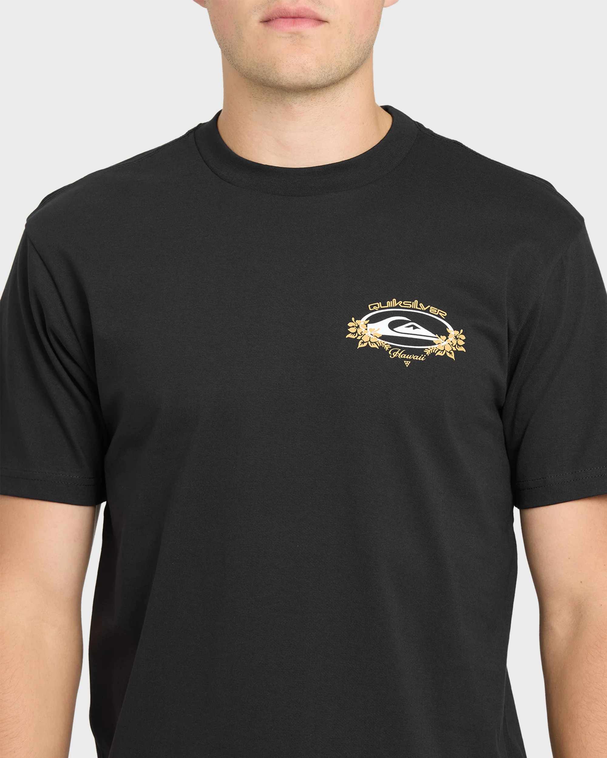 Hawaii Floral Classic Short Sleeve Knit T-Shirt - Black 6 Hawaii Floral Classic Short Sleeve Knit T-Shirt - Black