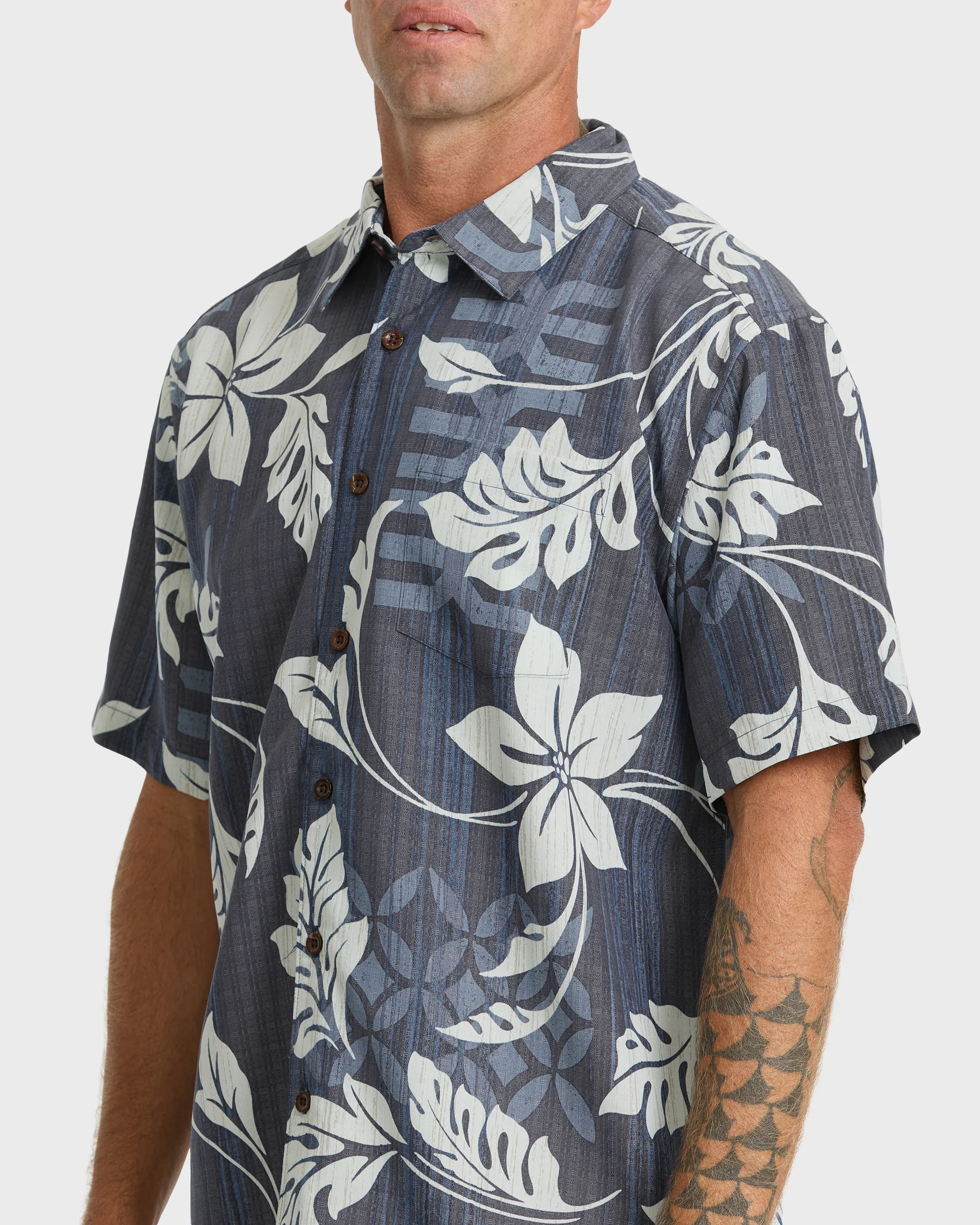 Waterman Tropic Bloom Short Sleeve Woven Shirt - Dark Denim 3 Waterman Tropic Bloom Short Sleeve Woven Shirt - Dark Denim