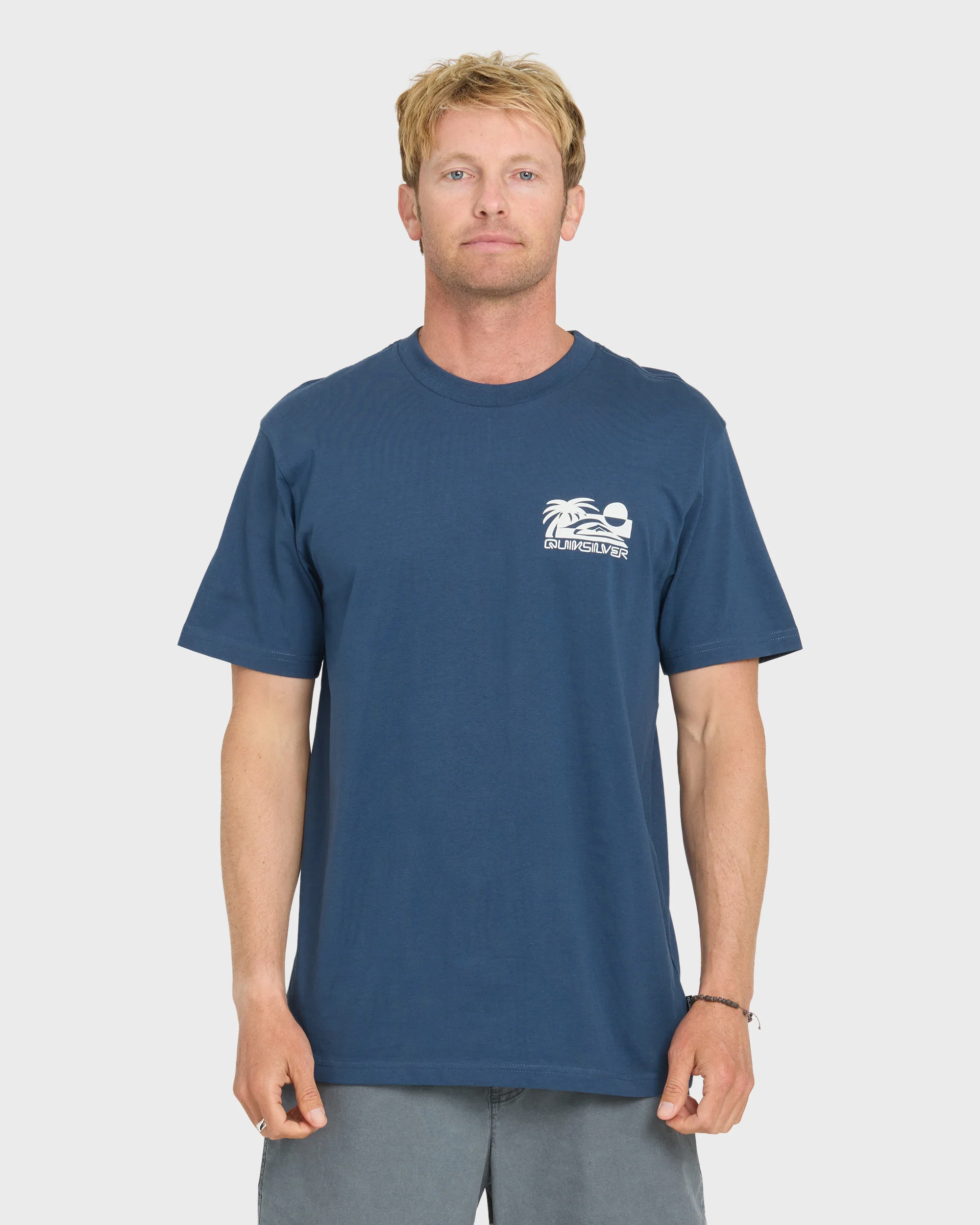 Reverse Cut Classic Short Sleeve Cotton T-Shirt - Dark Denim