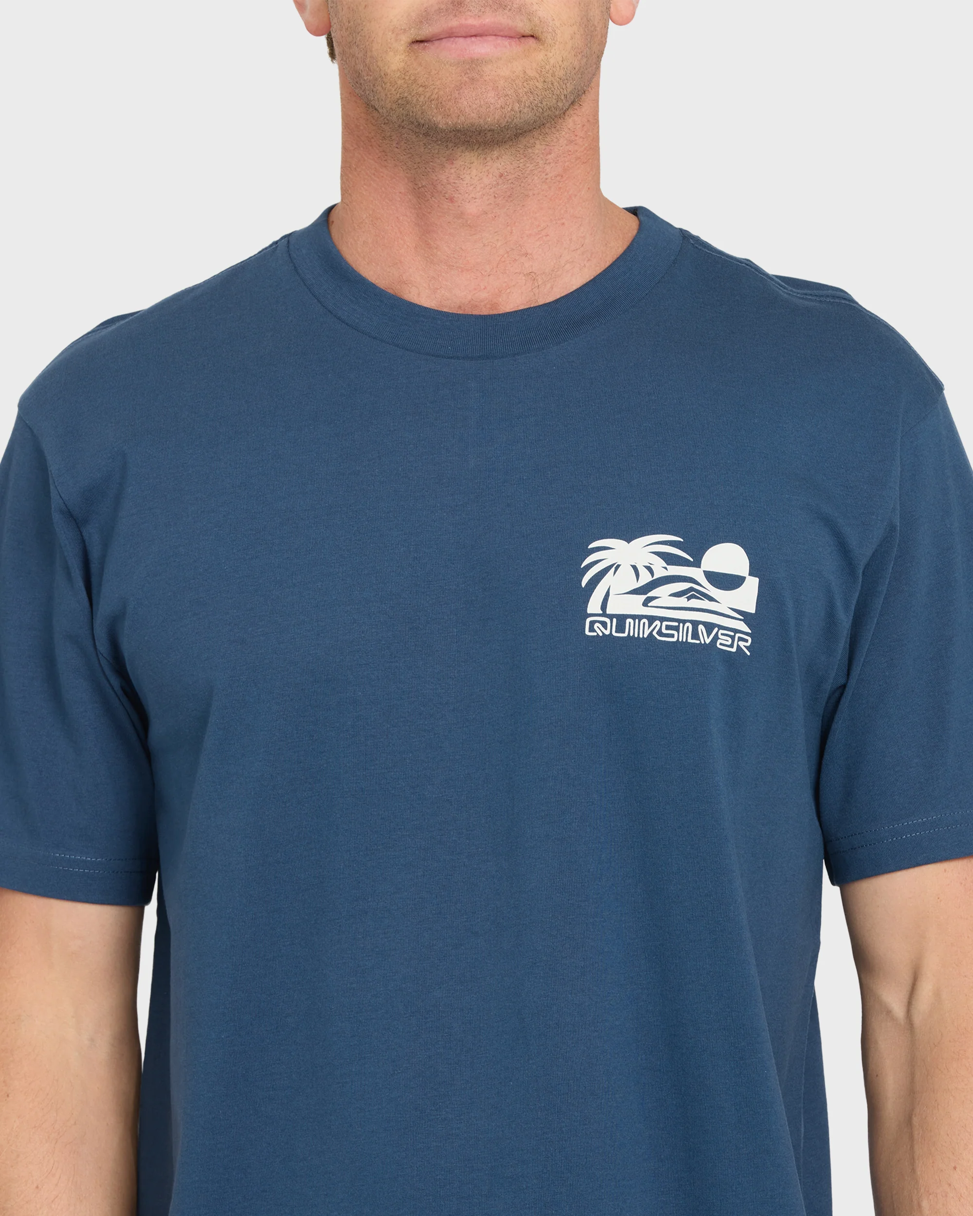 Reverse Cut Classic Short Sleeve Cotton T-Shirt - Dark Denim 5 Reverse Cut Classic Short Sleeve Cotton T-Shirt - Dark Denim